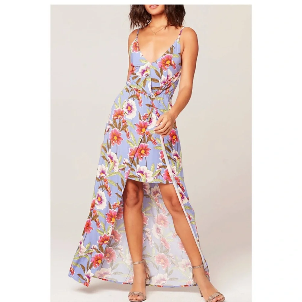 L*space riptide high low slip knot maxi dress lost in Ibiza purple floral print - Picture 4 of 13